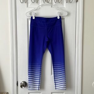 Athleta XS Purple and White Striped Leggings